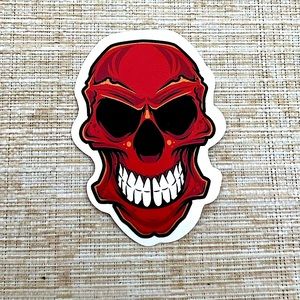 Red Skull Grunge Horror Funky Single Decor Art Sticker